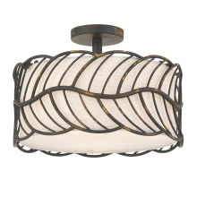 Golden 4501-3SF ABI - Wry Lighting Simbolo 3-light Semi-Flush Mount in Antique Black Iron